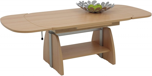 Couchtisch Colin Buche | Lift | ausziehbar + höhenverstellbar | B/T/H 107-156x67x52-71cm